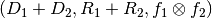 (D_1 + D_2, R_1 + R_2, f_1
\otimes f_2)