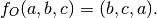 f_O(a,b,c) = (b,c,a).